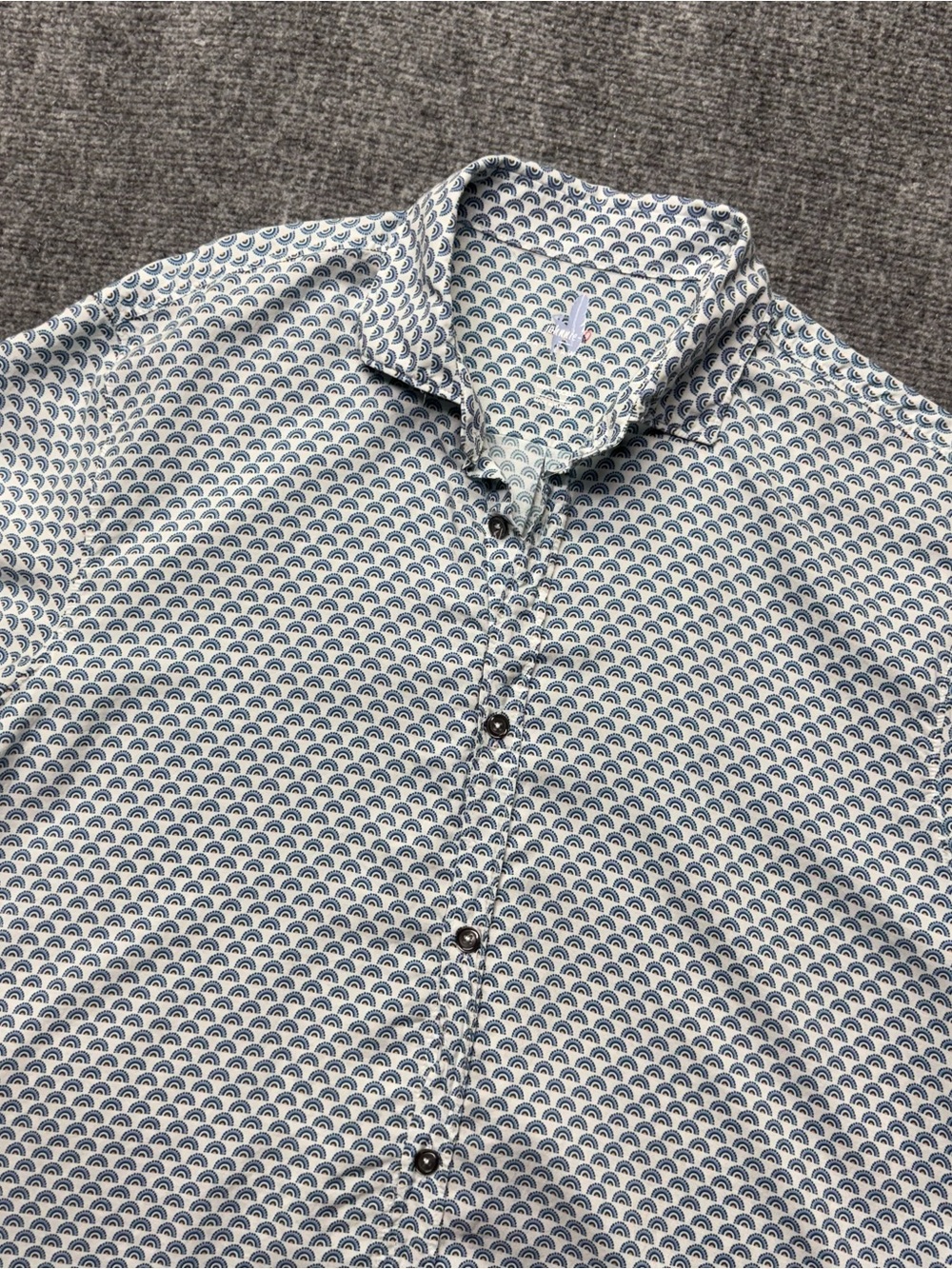Johnnie-O Shirt Men L White Featherweight Semi-Circle AOP Antonio Lyocell Casual
